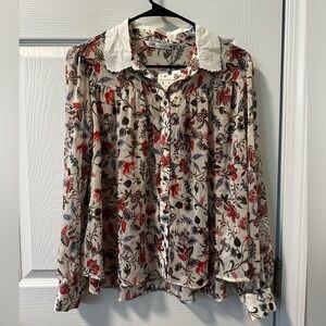Zara Floral Blouse with Peter Pan Collar